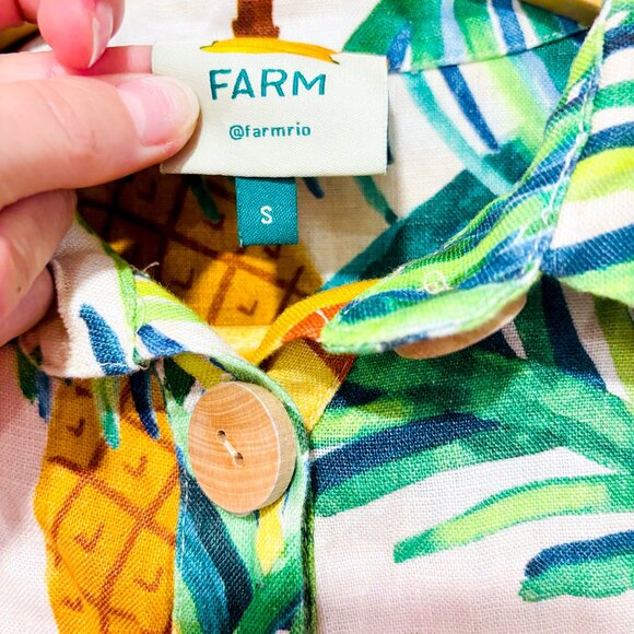 FARM RIO Toucan Paradise Linen Romper Green Beige | Tropical | Small * - Picture 7 of 11
